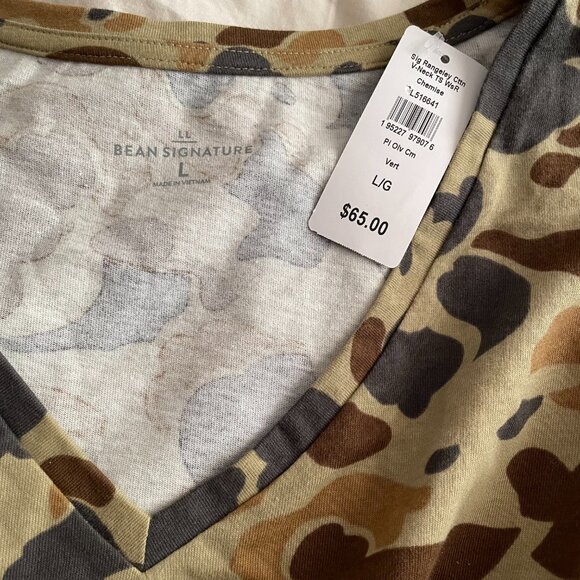 L.L. Bean Signature Women's Rangeley Cotton Tee, V-Neck, Camo Print - Picture 5 of 7